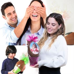 uovo di pasqua al cioccolato personalizzato con foto e gadget