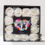 flower box con rose bianche stabilizzate con foto