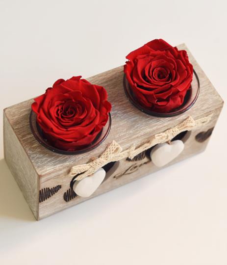porta rose profumate e stabilizzate in legno