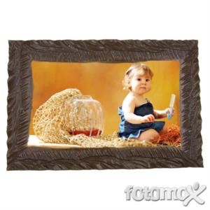 Foto applicata su legno con intaglio classico artigianale