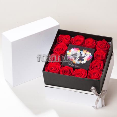 rose rosse stabilizzate in scatola personalizzate